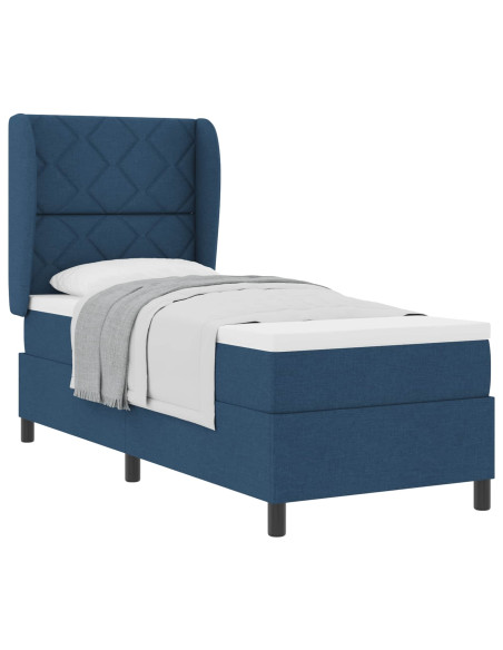 Letto a molle con testiera Blu 80 x 200 cm Tessuto