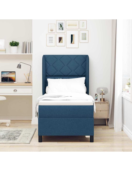 Letto a molle con testiera Blu 80 x 200 cm Tessuto
