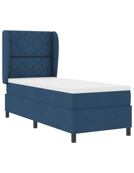 Letto a molle con testiera Blu 80 x 200 cm Tessuto