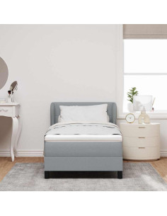 Letto a molle con testiera Grigio chiaro 80 x 200 cm Tessuto