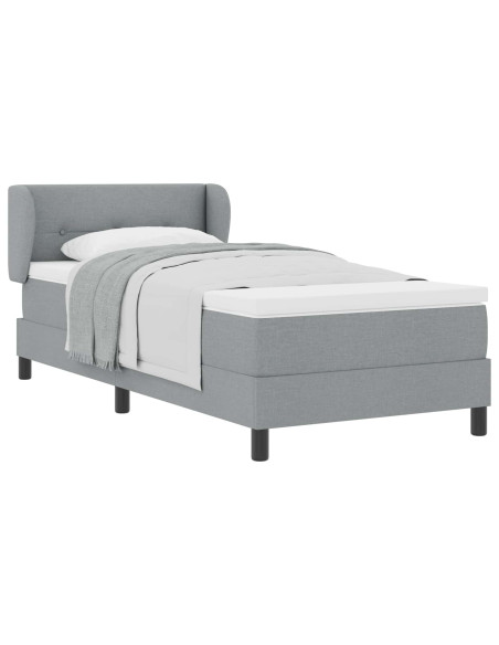 Letto a molle con testiera Grigio chiaro 80 x 200 cm Tessuto