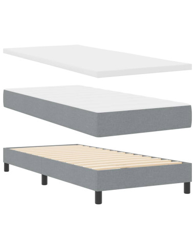 Letto a molle con testiera Grigio chiaro 80 x 200 cm Tessuto