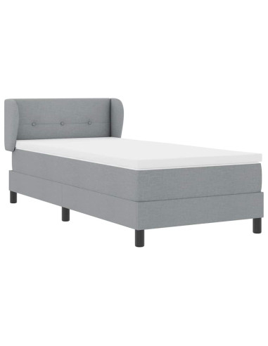 Letto a molle con testiera Grigio chiaro 80 x 200 cm Tessuto