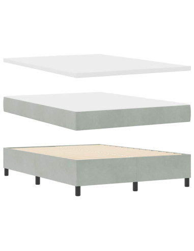 Letto a molle con testiera Grigio chiaro 160 x 200 cm Velluto