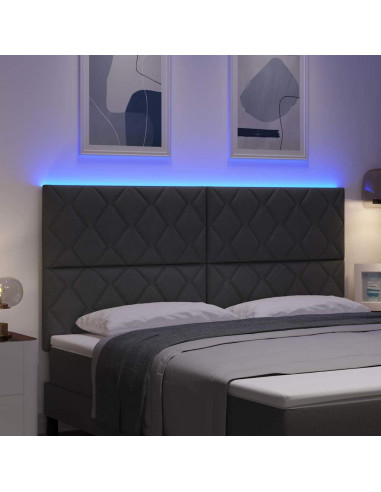 Testiera LED Grigio 180 cm Tessuto
