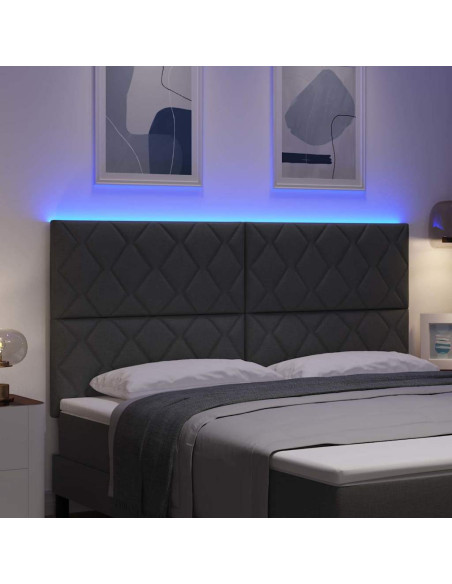 Testiera LED Grigio 180 cm Tessuto