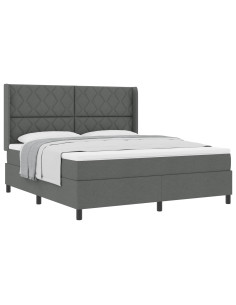Letto a molle con cuscino Grigio scuro 200 x 180 cm Tessuto 2