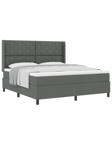 Letto a molle con cuscino Grigio scuro 200 x 180 cm Tessuto