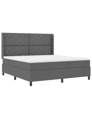 Letto a molle con cuscino Grigio scuro 200 x 180 cm Tessuto