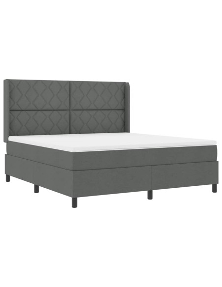 Letto a molle con cuscino Grigio scuro 200 x 180 cm Tessuto