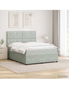 Letto Box Spring LED con Materasso Grigio Chiaro 160 x 200 cm