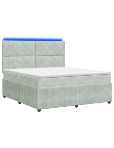 Letto Box Spring LED con Materasso Grigio Chiaro 160 x 200 cm 2