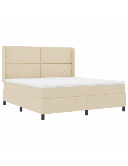 Letto a molle con cuscino Crema 200 x 180 cm Tessuto
