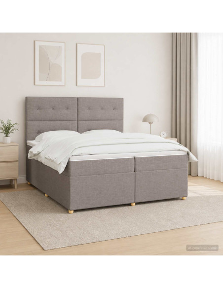 Letto box spring con materasso Tortora 200 x 200 cm Tessuto