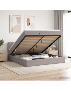 Letto ottomano con materasso Tortora 180 x 200 cm Tessuto