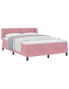 Letto a molle con testiera Rosa 140 x 190 cm Velluto 2