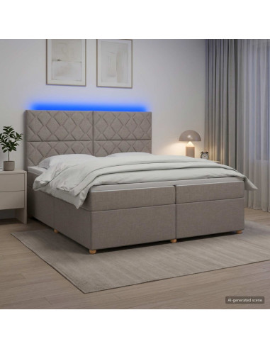Letto box spring con materasso Tortora 200 x 200 cm Tessuto