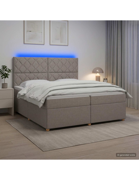 Letto box spring con materasso Tortora 200 x 200 cm Tessuto