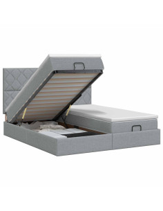 Letto ottomano con materasso 2 pz Grigio Chiaro Tessuto 2