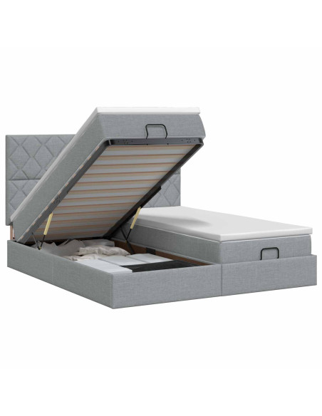 Letto ottomano con materasso 2 pz Grigio Chiaro Tessuto