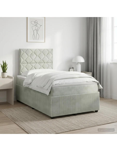 Letto box spring con materasso Grigio Chiaro 120 x 200 cm