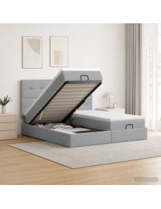 Letto ottomano con materasso 2 pz Grigio Chiaro Tessuto