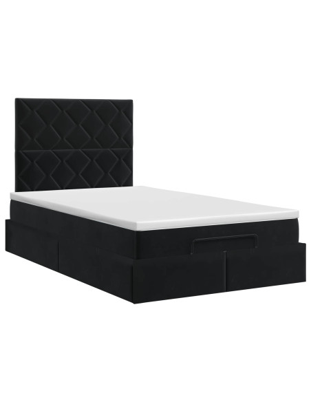 Letto ottomano con materasso Nero 120 x 190 cm Velluto
