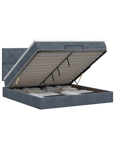 Letto ottomano con materasso Grigio Scuro 160 x 200 cm Velluto