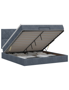 Letto ottomano con materasso Grigio Scuro 180 x 200 cm Velluto 2