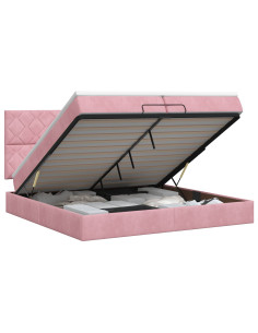 Letto ottomano con materasso Rosa 200 x 200 cm Velluto 2