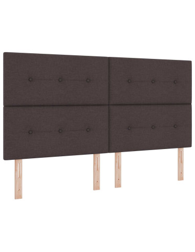 Letto ottomano con materasso 2 pz Marrone Scuro Tessuto