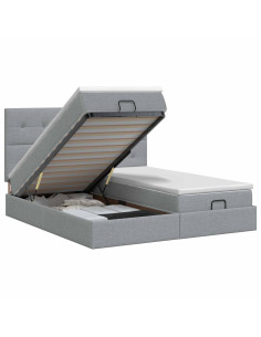 Letto ottomano con materasso 2 pz Grigio Chiaro Tessuto 2