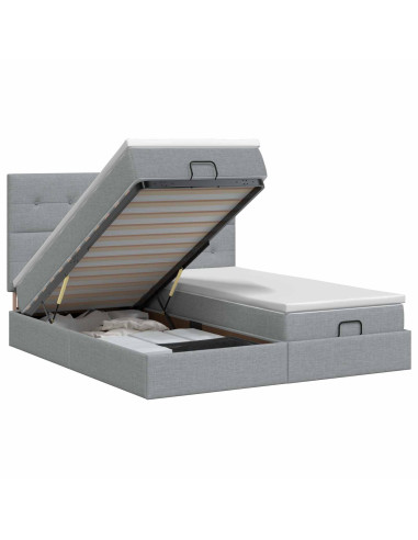 Letto ottomano con materasso 2 pz Grigio Chiaro Tessuto