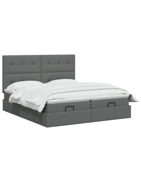 Letto ottomano con materasso 2 pz Grigio Scuro Tessuto