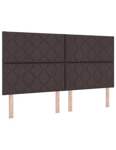 Letto ottomano con materasso 2 pz Marrone Scuro Tessuto