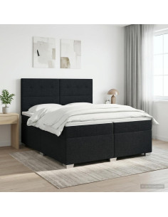 Letto box spring con materasso Nero 200 x 200 cm Tessuto