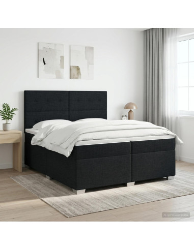 Letto box spring con materasso Nero 200 x 200 cm Tessuto