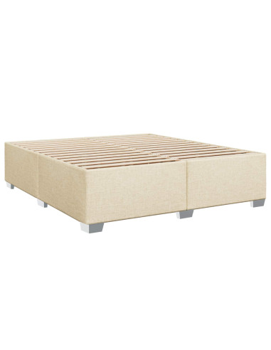 Letto box spring con materasso Crema 200 x 200 cm Tessuto