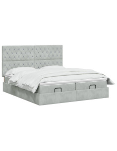 Letto Ottomano con Materasso e LED Grigio Chiaro 160 x 200 cm 2