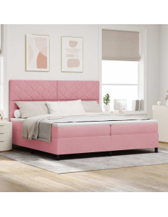 Letto a molle con testiera Rosa 200 x 200 cm Velluto