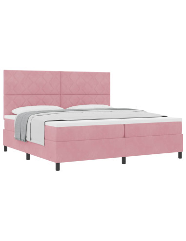 Letto a molle con testiera Rosa 200 x 200 cm Velluto