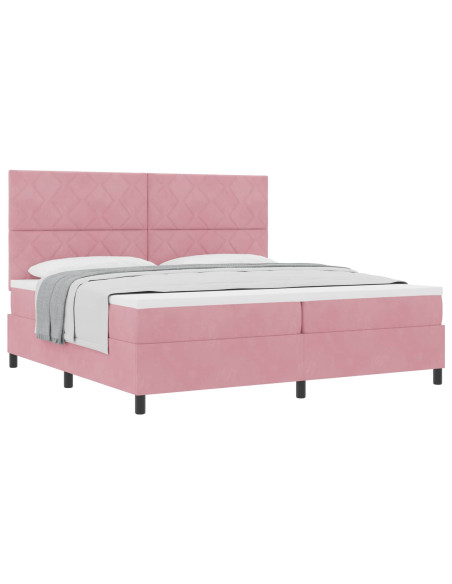 Letto a molle con testiera Rosa 200 x 200 cm Velluto