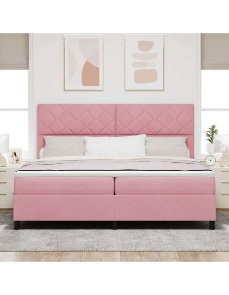 Letto a molle con testiera Rosa 200 x 200 cm Velluto