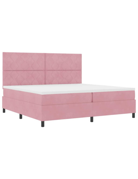 Letto a molle con testiera Rosa 200 x 200 cm Velluto