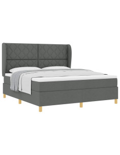 Letto a molle con testiera Grigio scuro 200 x 180 cm Tessuto 2