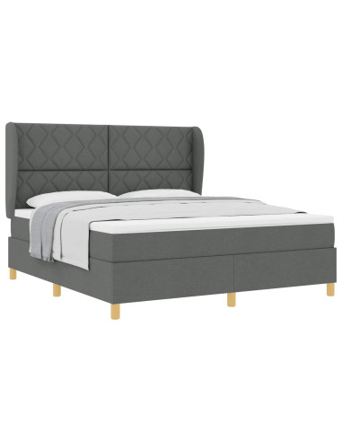 Letto a molle con testiera Grigio scuro 200 x 180 cm Tessuto
