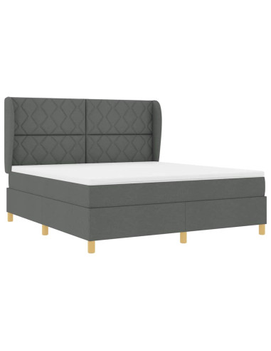 Letto a molle con testiera Grigio scuro 200 x 180 cm Tessuto