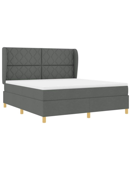 Letto a molle con testiera Grigio scuro 200 x 180 cm Tessuto