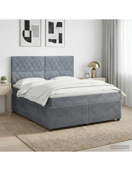 Letto box spring con materasso Grigio Scuro 180 x 200 cm