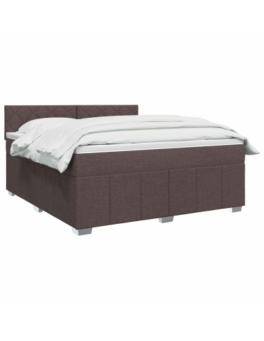 Letto Box Spring LED con Materasso Marrone Scuro 160 x 200 cm